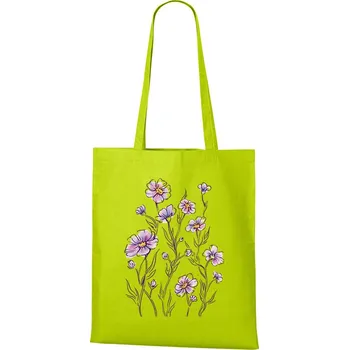 Nákupní taška Plátěná taška s květinami, Barva Limetková, Velikost 40×45 cm, Canvas Nákupní taška Bezvatriko.cz 1699 -