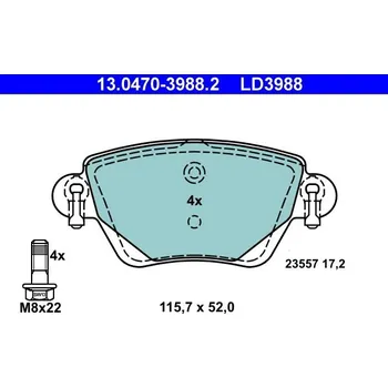 Brzdová destička Sada brzdových destiček, kotoučová brzda ATE 13.0470-3988.2
