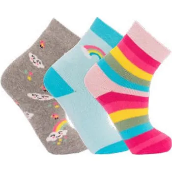 CNB BERLIN sada 3 párů termo ponožky DE 54862 duhové proužkované a šedé s obrázky teplé 3 páry velikosti ponožek: 15-17 (EUR vel. 23-26)