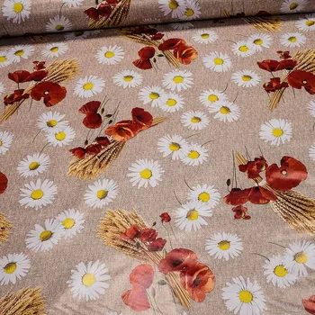 ubrus Kubík Textil Fantastik 605-1 vlčí máky a kopretiny 140 cm metráž