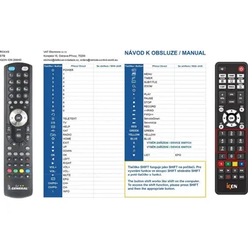 Dálkový ovladač General EDISiON OPTIMUSS OS2 - náhradní dálkový ovladač
