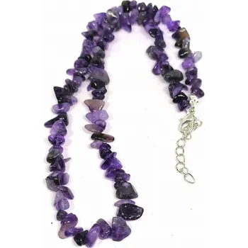 Náhrdelník Ametystový náhrdelník sekaný – ručně vyrobený, délka 48 cm, harmonizační kámen