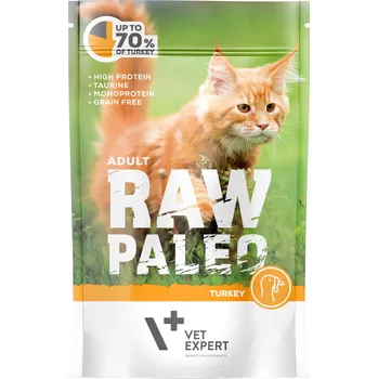 Krmivo pro kočku RAW PALEO Adult Cat Turkey - mokré krmivo s krůtím masem pro dospělé kočky