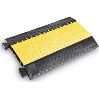 kabelová chránička Černo-žlutý plastový kabelový most s transparentním víkem DEFENDER MIDI 4C LUX - délka 87 cm, šířka 53,8 cm, výška 5,5 cm