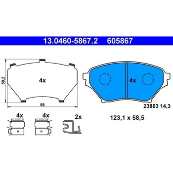 Brzdová destička Sada brzdových destiček, kotoučová brzda ATE 13.0460-5867.2