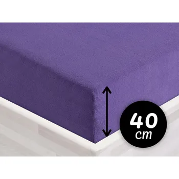 Prostěradlo Froté napínací prostěradlo na extra vysokou matraci FR-013 Fialové 180 x 200 - výška 40 cm
