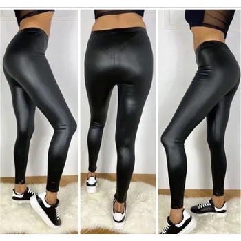 Miego Dámské lesklé legíny černé barvy ARIANA Barva: Černá, Velikost: M-L