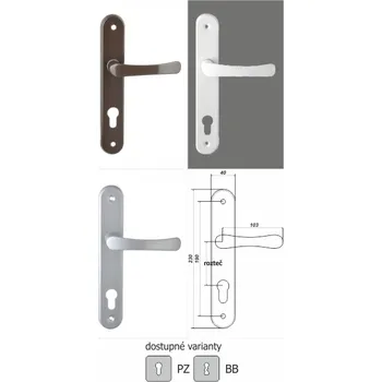 Dveřní kování Dveřní kování BAJDA s oválným štítem - klika oblá (7bw1 / rozteč 72 mm / typ PZ / bílá / 1ks)