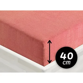 Prostěradlo Froté napínací prostěradlo na extra vysokou matraci FR-001 Korálové 200 x 200 - výška 40 cm