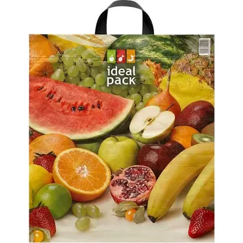 Nákupní taška taška LDPE s uchy 450x490 mm, 48my - potisk ovoce (50 ks/balení)
