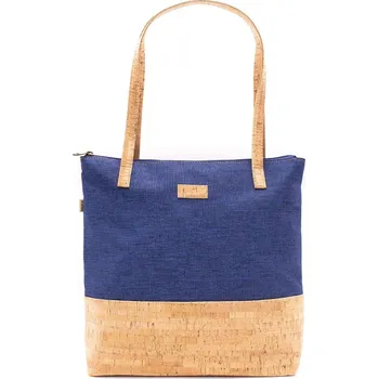 Kabelka Velká korková kabelka přes rameno s látkou - Modrá
