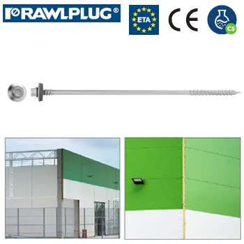 Šroub R-OTR-63/70 Šroub pro sendvičové panely, šestihr. hlava SW8, Al/EPDM těsnění, dřevo/beton (6 x 185 mm / SW8 / zinek bílý / 100ks)