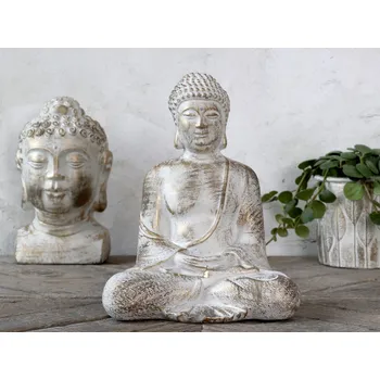 Bílo - zlatá antik dekorace socha Buddha Vittel - 23*17*28cm