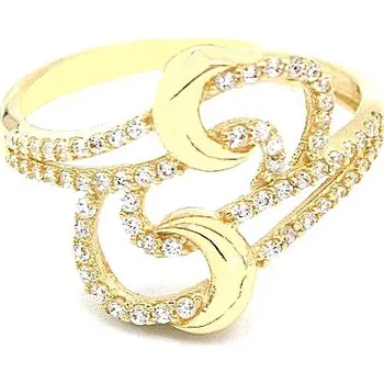 Prsten Zlatý prsten vlnky pestře zdobený zirkony 2,70g