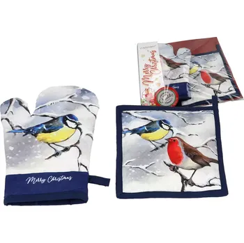 Chňapka Carmani® Carmani - Podložka pod hrnec a chňapka Ptáci - 21*21cm, 26*18 cm