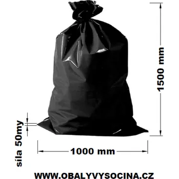 Pytle na odpadky PE odpadový pytel černý - 1000 x 1500 mm 50my