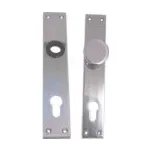 Štít dveřní, hliníkový, 90 mm, FAB s knoflíkem, bez kliky, 26087, Komas, 003910KOV