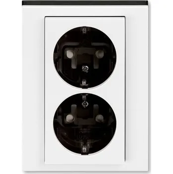Elektrická zásuvka 5522H-C03457 62 Zásuvka dvoj. s ochr. kont. (podle DIN), s clonkami, bílá/kouřová černá, ABB