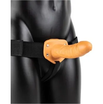 Dildo Duté připínací dildo RealRock Hollow Strap-On 6″ tělové, unisex strap-on postroj s dildem 18 x 4,4 cm
