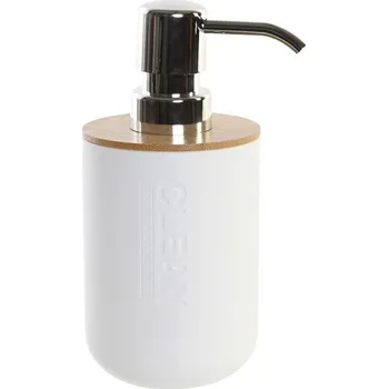 Koupelový kartáč Dávkovač mýdla DKD Home Decor Bambus Polypropylen Přírodní Bílá (7 x 9 x 15,5 cm)