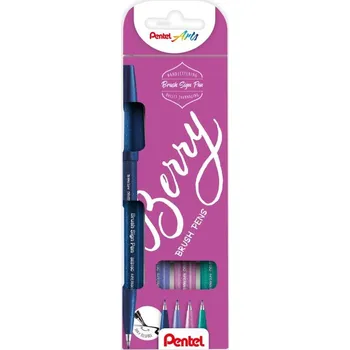 Štětcové fixy Pentel Brush Sign Pen SES15 4 ks - Berry