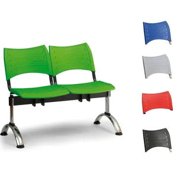 Klavírní stolička a lavice Lavice do čekáren, dvoumístná, chrom-plast, Visio Barva: Zelená