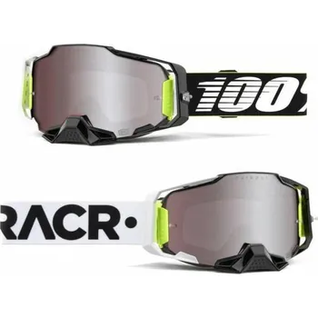 Motocyklové brýle ARMEGA RACR 100% HIPER stříbrné sklo (limited edition)