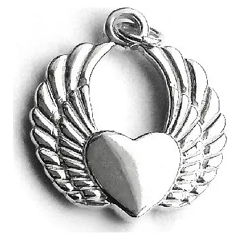 Přívěsek Stříbrný přívěsek srdce s křídly - DN61 (Stříbrný přívěsek andělská křídla a srdíčko)