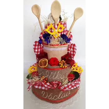 Bytová dekorace Veratex Textilní kuchyňský dort třípatrový + jména