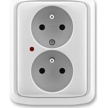 Elektrická zásuvka 5592A-A2349S Zásuvka dvojnásobná s přepěťovou ochranou s optickou signalizací, šedá, ABB Tango