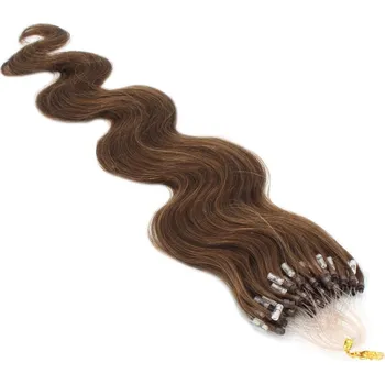 Příčesek 50cm vlasy pro metodu Micro Ring / Easy Loop 0,5g/pr. vlnité – středně hnědá