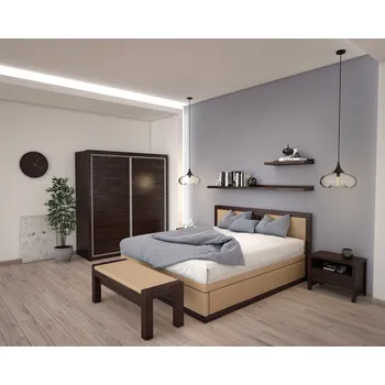 Postel Dřevěná postel s čalouněním CESARE BS ÚP MAX z bukového, jasanového nebo dubového masivu výrobce světspánku.cz. Dostupná ve všech rozměrech, včetně atypických. 200x180, olej Cherry, jádrový buk, smetanová p01