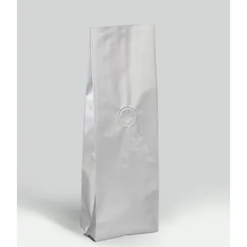 Obalový materiál Sáčky na kávu s vnitřním ventilem 100x55x330 100ks 500g stříbrné