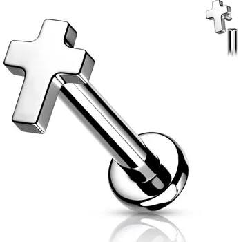 Piercing Šperky4U Piercing do brady - labreta TITAN, kříž - TIT1100ST-1206