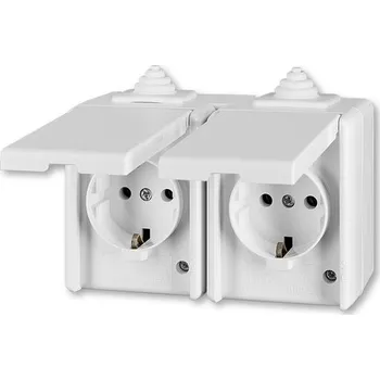 Elektrická zásuvka 5518-3069 B Zásuvka 2-násobná IP44 s ochrannými kontakty, s víčky, ABB