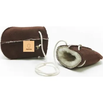 Rukavice Dětské rukavice ovčí vlna-velur na šňůrce tmavě hnědé, Barevné varianty Hnědá, Velikosti S 0-6 měs. 200-100-00228