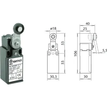 vypínač KSAP3T41Z11 (10007602.00) Spínač koncový s pákou a nylonovou kladkou, š.30mm, SEZ