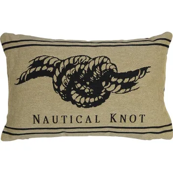 Dekorativní polštářek Béžovo-černý gobelínový polštář s uzlem Nautical knot - 45*15*30cm