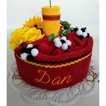 Svícen Veratex Textilní dort svícen se jménem (1ks osuška 1ks ručník) výběr z 22 barev