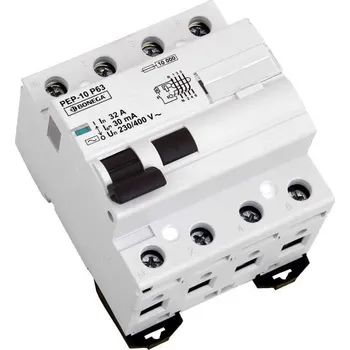 Jistič 06-40320302 PEP 10P63 Proudový chránič magnetický PEP-10P63 (10 kA) 4P pro 0 až 32A/ 30 mA (AC), Bonega