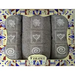 Luxusní dárkový vyšívaný froté set 1 osuška 2 ručníky (šedá)