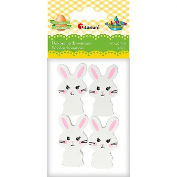 Velikonoční dekorace Dřevěná dekorace, ZAJÍČCI, 15x45mm, 4ks/bal.
