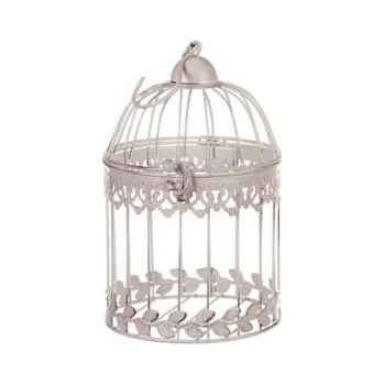 Klec kovová bílá kulatá - 18 cm