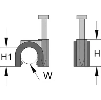 262298 Příchytka s hřebíčkem ISO pro kulaté kabely 14 mm, světle šedá, Haupa