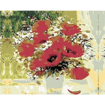 Malování podle čísel - Kytice vlčích máků, 50x40 cm, bez rámu a bez vypnutí plátna