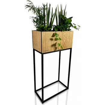 Květináč Vysoký dekorační květináč z hladkého přírodního dubu