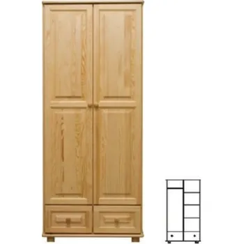 Ložnice ImportWorld Šatní skříň z masivu Bernard věšák/police (Barva dřeva: Dub)