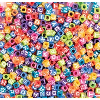 Dětské navlékací korálky Playbox Barevné plastové korálky s písmenky, 300 kusů