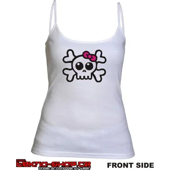 TEKNOSHOP EMO Lebka tekno tílko s potiskem dámské M červené