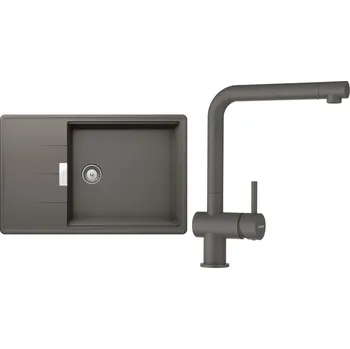 Granitový dřez Set Schock S14-1 (dřez Tia D-100LS Silverstone + baterie Epos Silverstone)